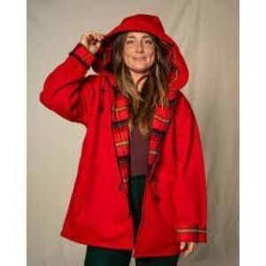 Johnson Woolen Mills Anorak Sz M Vintage Wool Blend Red Jacket Hooded